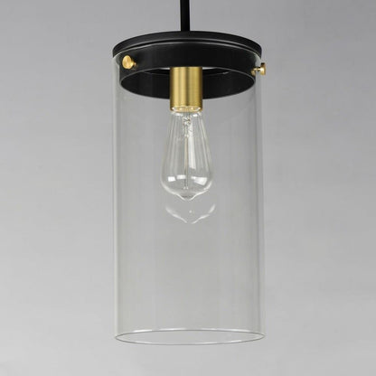 Maxim Lighting Pinn Pendant close-up Black Satin Brass Clear Glass