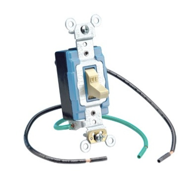 Leviton 1241-I Single Pole Toggle Switch, 15A, Voltage 120/277V, Leaded Ivory