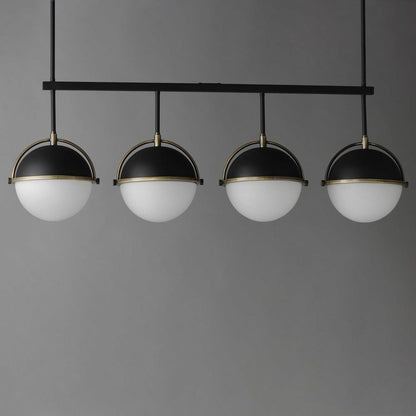 Maxim Lighting 12414SWBKWBR Duke 4 Light Linear Pendant Ceiling Light - Globe Detail View