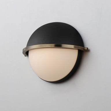 Maxim Lighting 12418SWBKWBR Duke 1 Light Wall Sconce mounted on wall in Black/Weathered Brass