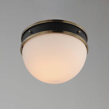 Maxim Lighting 12419SWSNSBR Duke Flush Mount Installed Ceiling View