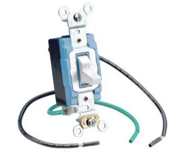 Leviton 1242-W 3-Way Toggle AC Quiet Switch, Heavy Duty Spec Grade, Grounding, 15A, Voltage 120/277V, Wire Lead 6" Wired, White