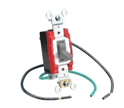 Leviton 1243-LGY Toggle Pigtail Single-Pole AC Quiet Switch, Heavy Duty Spec Grade, Grounding, Wire Lead 6" Wired, Gray