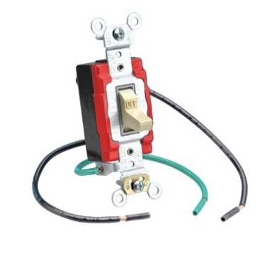 Leviton 1244-I Toggle Switch with Wire Lead, 3-Way, 20A, Quiet Switch, Heavy Duty Spec Grade, Grounding, Ivory