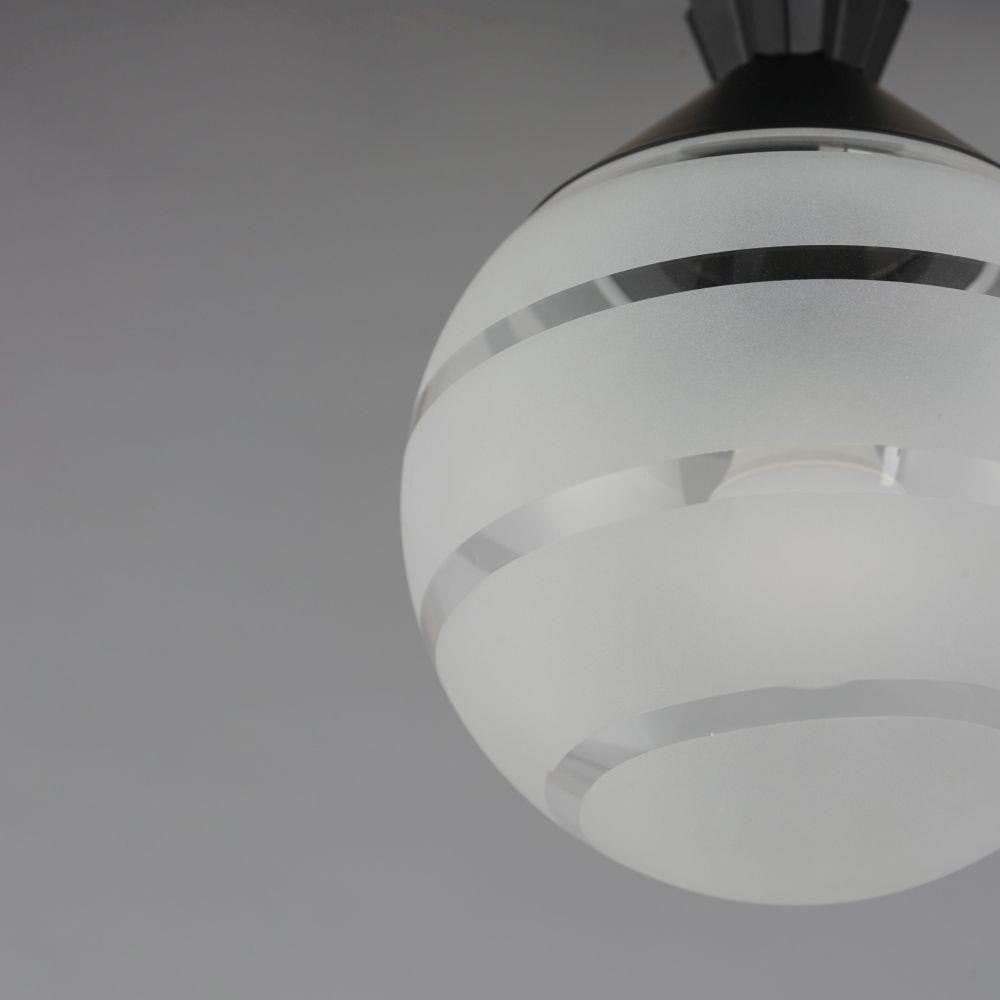 Maxim Lighting 12441CLFTBK Copacabana Black Semi Flush Mount - Close-up detail of striped frosted glass globe shade