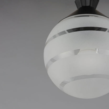 Maxim Lighting 12441CLFTBK Copacabana Black Semi Flush Mount - Close-up detail of striped frosted glass globe shade