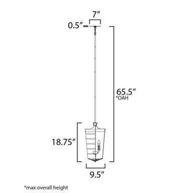 Maxim Lighting 12443CLFTBK Copacabana Pendant - Dimension Diagram