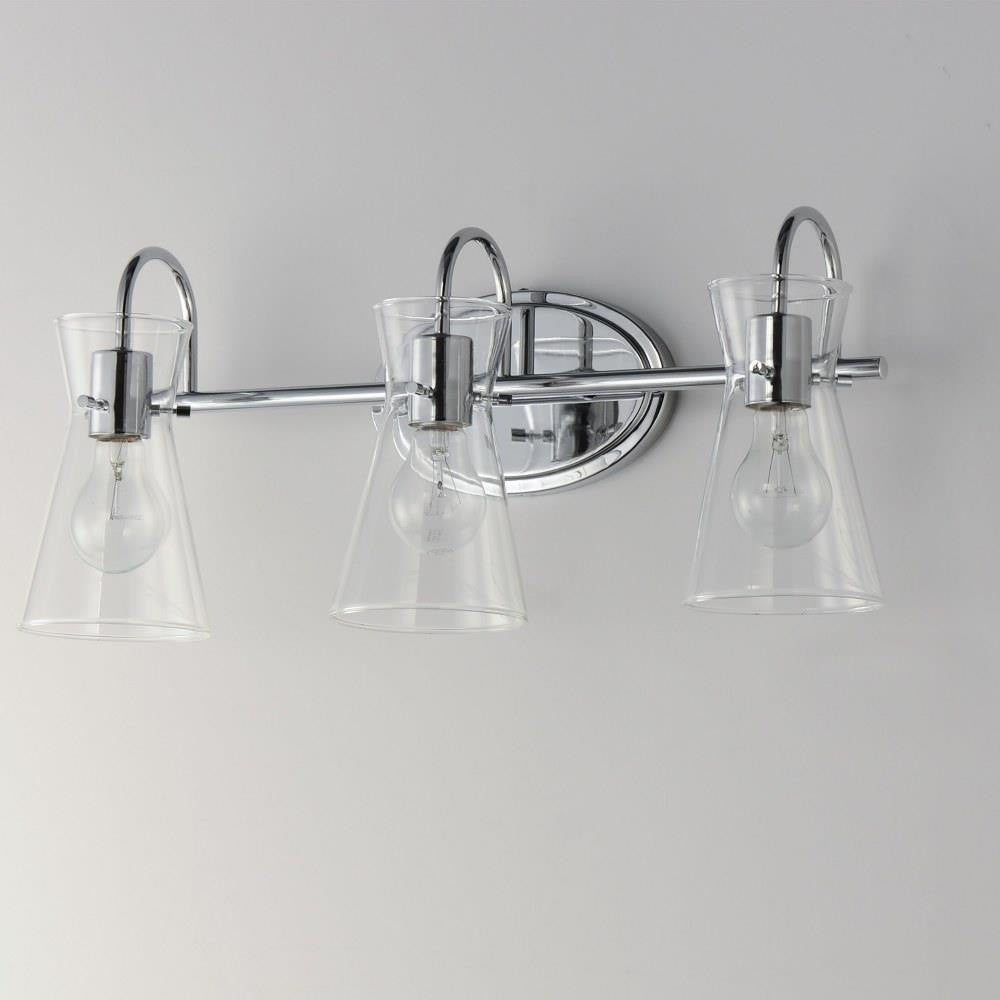 Maxim Lighting 12483CLBK Ava 3 Light 22 Inch Polished Chrome Bath Vanity Wall Light