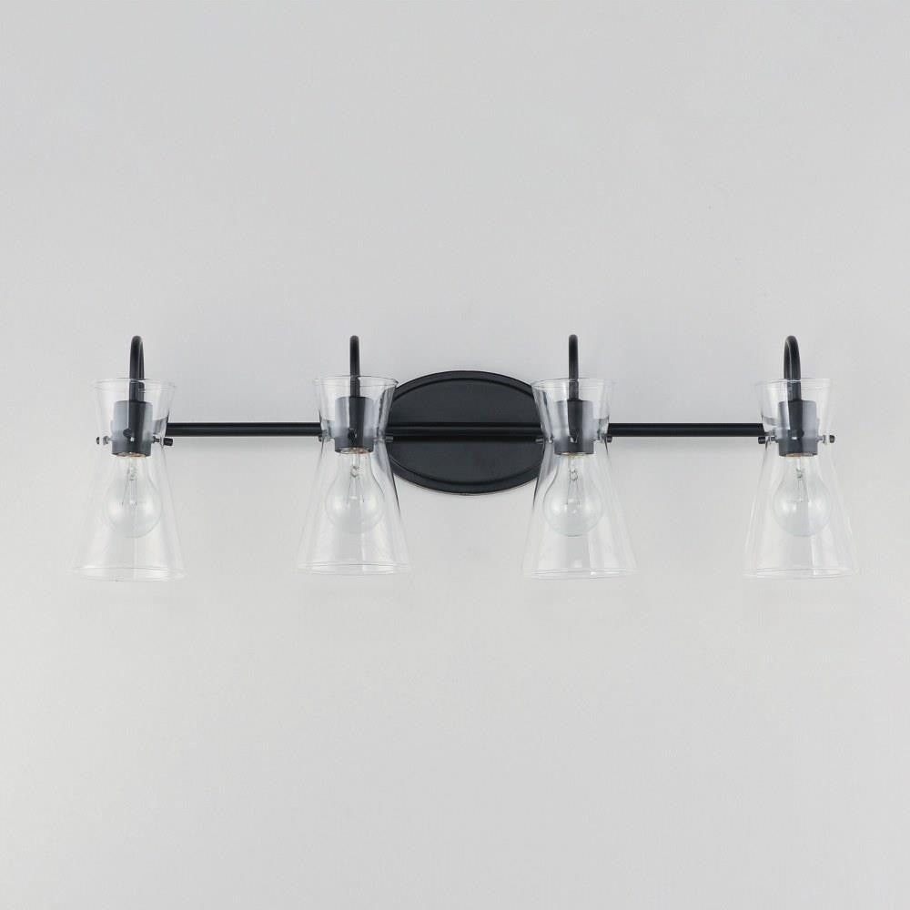 Maxim Lighting 12484CLBK Ava 4 Light Black Bath Vanity Wall Light - Front View on Wall