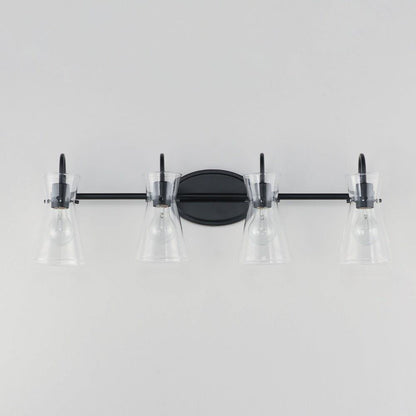 Maxim Lighting 12484CLBK Ava 4 Light Black Bath Vanity Wall Light - Front View on Wall