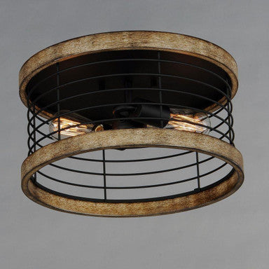 Maxim Lighting 12510DWBK Homestead 2 Light Driftwood Black Drum Flush Mount Ceiling Light - Top Angle View