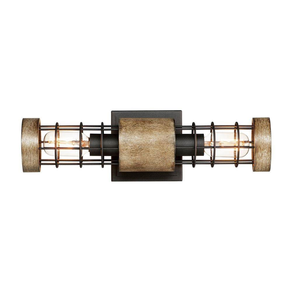 Maxim Lighting 12512DWBK Homestead 2 Light Driftwood Black Wall Sconce - Front View White Background