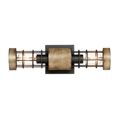 Maxim Lighting 12512DWBK Homestead 2 Light Driftwood Black Wall Sconce - Front View White Background