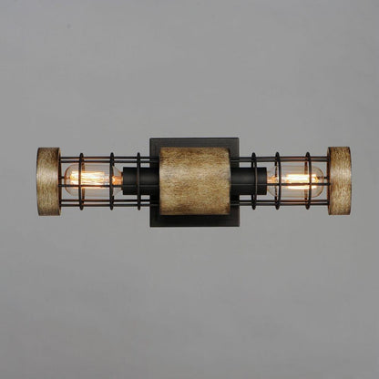 Maxim Lighting 12512DWBK Homestead 2 Light Driftwood Black Wall Sconce - Lit Front View