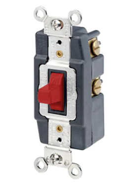 Leviton 1257-R Grounding Momentary Contact Toggle Switch, 20 Amp, 120/277 Volt, Red