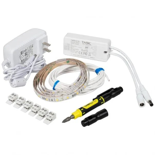 Task Lighting L-VNLK-05-40 5' Vanity Night Light Kit - Tape Light w/ Doppler Motion Sensor Switch, Color Temperature 4000K, 120 Lumens / FT, Voltage 12V