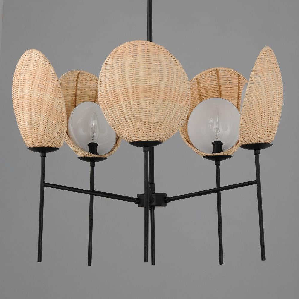 Maxim Lighting 12605NABK Maldives 5 Light Natural Black Chandelier - Alternate Angle View