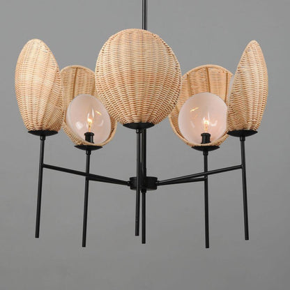 Maxim Lighting 12605NABK Maldives 5 Light Natural Black Chandelier - Close-Up Angle View