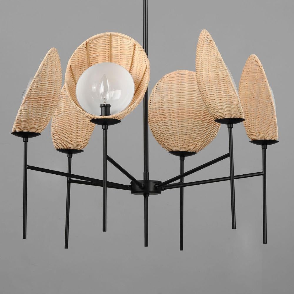 Maxim Lighting 12606NABK Maldives Chandelier - Top Angle View of Wicker Shades