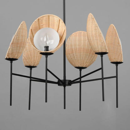 Maxim Lighting 12606NABK Maldives Chandelier - Top Angle View of Wicker Shades