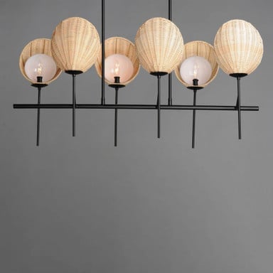 Maxim Lighting 12607NABK Maldives 6 Light Natural Black Chandelier - lit lifestyle view