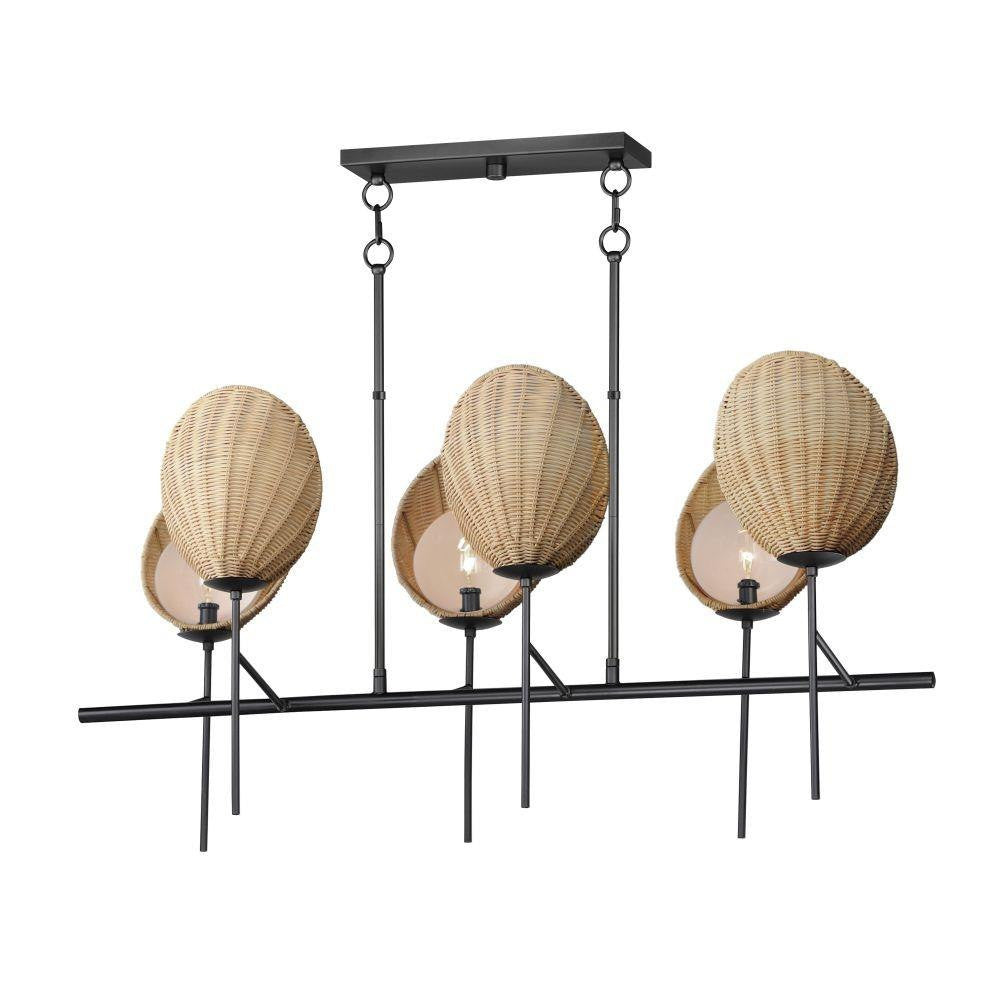 Maxim Lighting 12607NABK Maldives 6 Light Natural Black Chandelier - full product view on white background