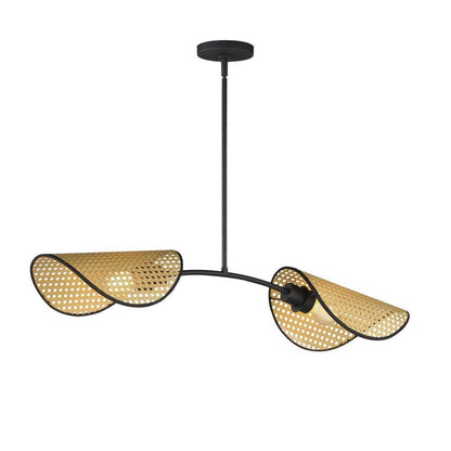Maxim Lighting 12632NABK Bonnet 2 Light Black Pendant with Natural Wicker Shades - White Background