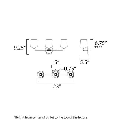 Maxim Lighting 12693WTNAB Durham Bath Vanity Wall Light Dimensions Diagram