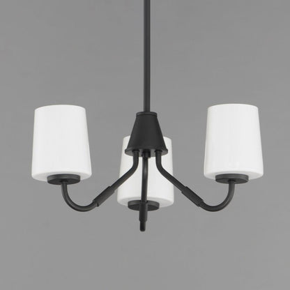 Maxim Lighting 12695WTNAB Durham 3 Light Mini Chandelier with White Glass Shades Side View