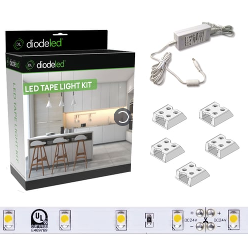 Diode LED DI-KIT-12V-BC2PG60-4000 16.4ft Blaze 200+ Lumen Per Ft LED Tape Light Kit, Color Temperature 4000K, Voltage 12V