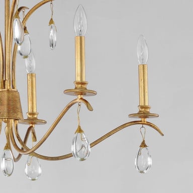 Maxim Lighting 12745CHGL Eden 5 Light Chandelier in Charcoal Gold Leaf - Detail View of Arms and Crystal Drops