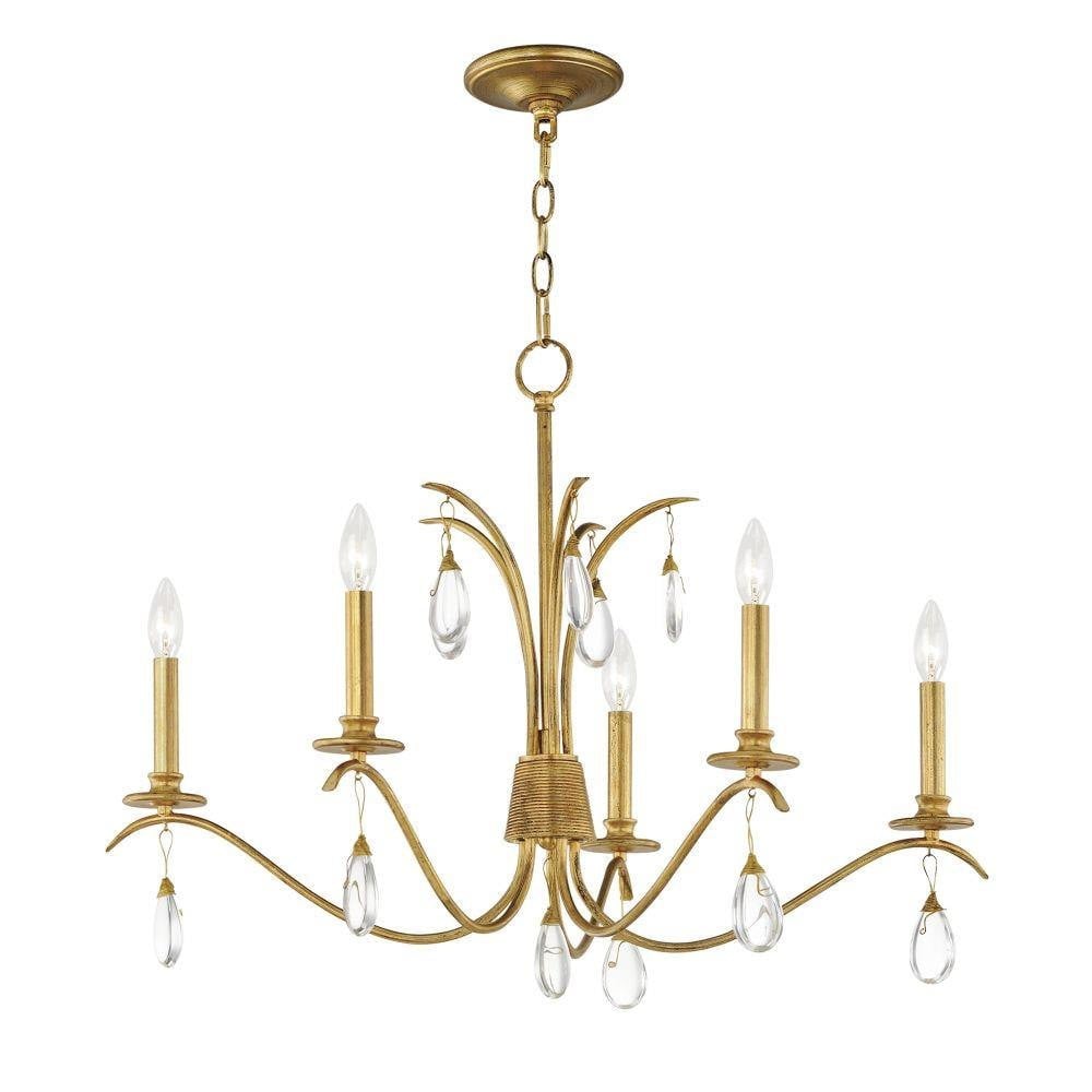 Maxim Lighting 12745CHGL Eden 5 Light Chandelier in Charcoal Gold Leaf - Full View with Chain