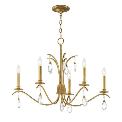 Maxim Lighting 12745CHGL Eden 5 Light Chandelier in Charcoal Gold Leaf - Full View with Chain