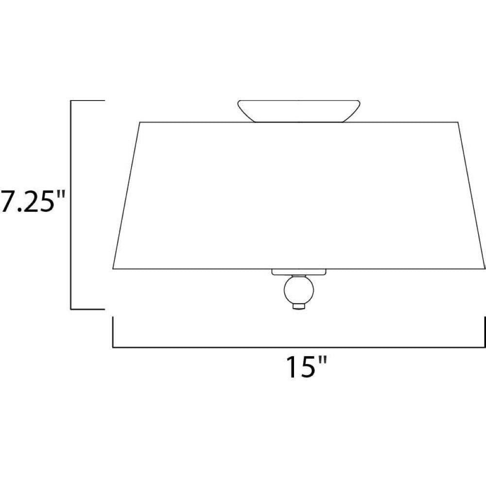 Maxim Lighting 12751WTPN Rondo Flush Mount Ceiling Light Dimensions Diagram 15 inch wide by 7.25 inch high