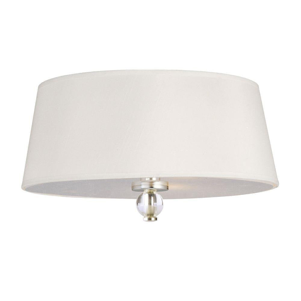 Maxim Lighting 12751WTPN Rondo Flush Mount with White Drum Shade and Crystal Ball Accent in Polished Nickel