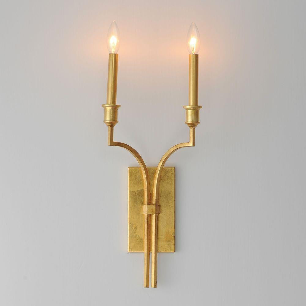 Maxim Lighting 12782GL Normandy 2 Light Gold Leaf Wall Sconce Installed on Wall