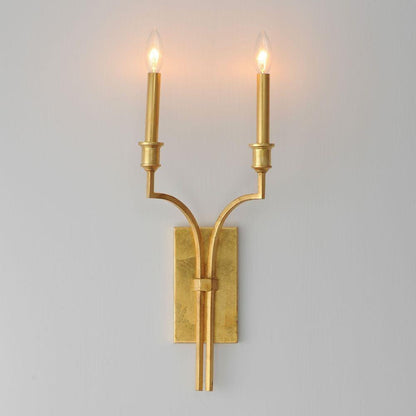 Maxim Lighting 12782GL Normandy 2 Light Gold Leaf Wall Sconce Installed on Wall