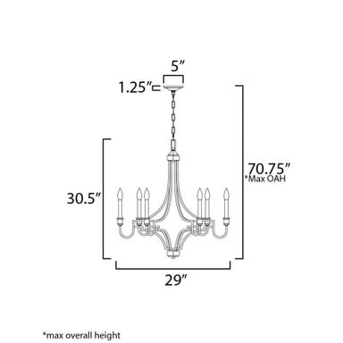 Maxim Lighting 12786GL Normandy Chandelier - Dimensions Diagram