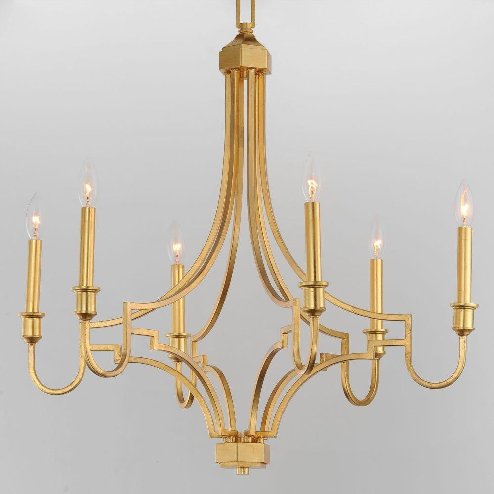 Maxim Lighting 12786GL Normandy 6 Light Gold Leaf Chandelier - Angled Close-Up