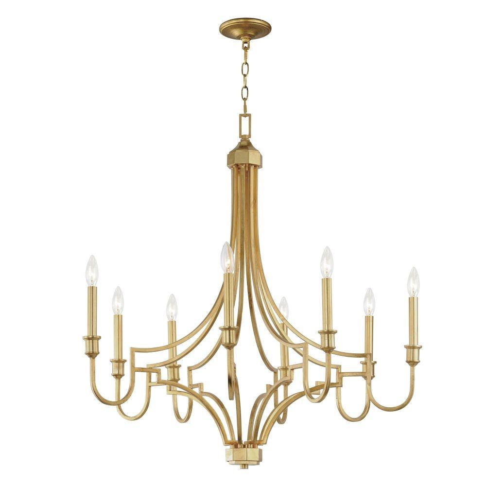 Maxim Lighting 12788GL Normandy 8 Light Gold Leaf Chandelier - Full View on White Background
