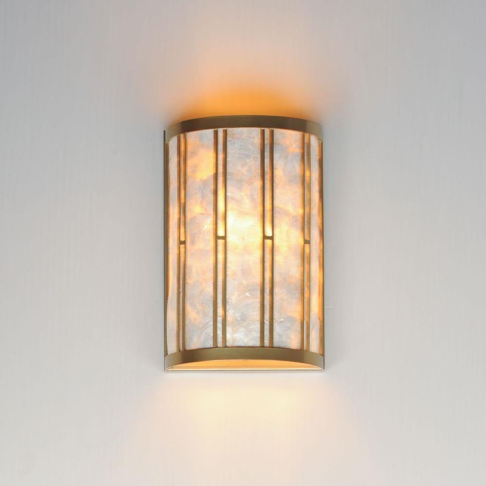 Maxim Lighting 12800CZNAB Miramar Wall Sconce Natural Aged Brass - Lit View