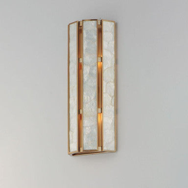 Maxim Lighting 12801CZNAB Miramar Wall Sconce in Capiz Natural Aged Brass - side angle view