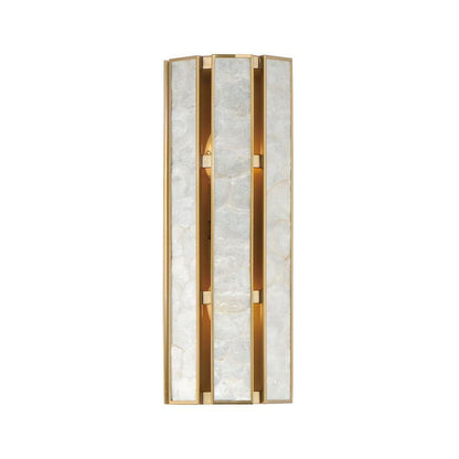 Maxim Lighting 12801CZNAB Miramar 2 Light Wall Sconce in Capiz Natural Aged Brass - front view on white background