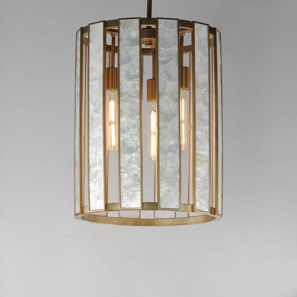 Maxim Lighting 12802CZNAB Miramar Natural Aged Brass Foyer Chandelier Close-Up Detail
