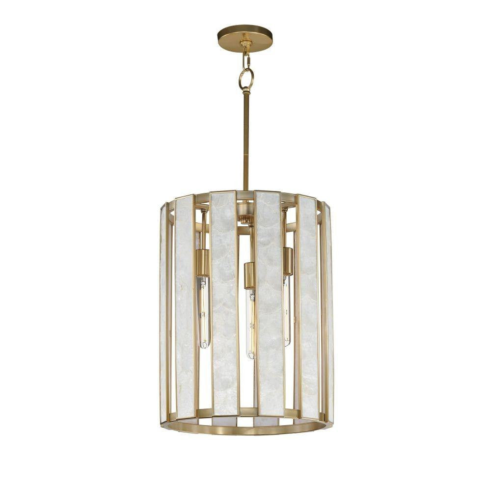 Maxim Lighting 12802CZNAB Miramar 3 Light Natural Aged Brass Foyer Chandelier