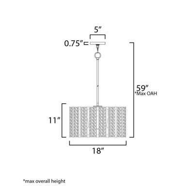 Maxim Lighting 12803CZNAB Miramar Pendant Dimensions Diagram 18 Inch Wide 11 Inch Tall 59 Inch Max OAH