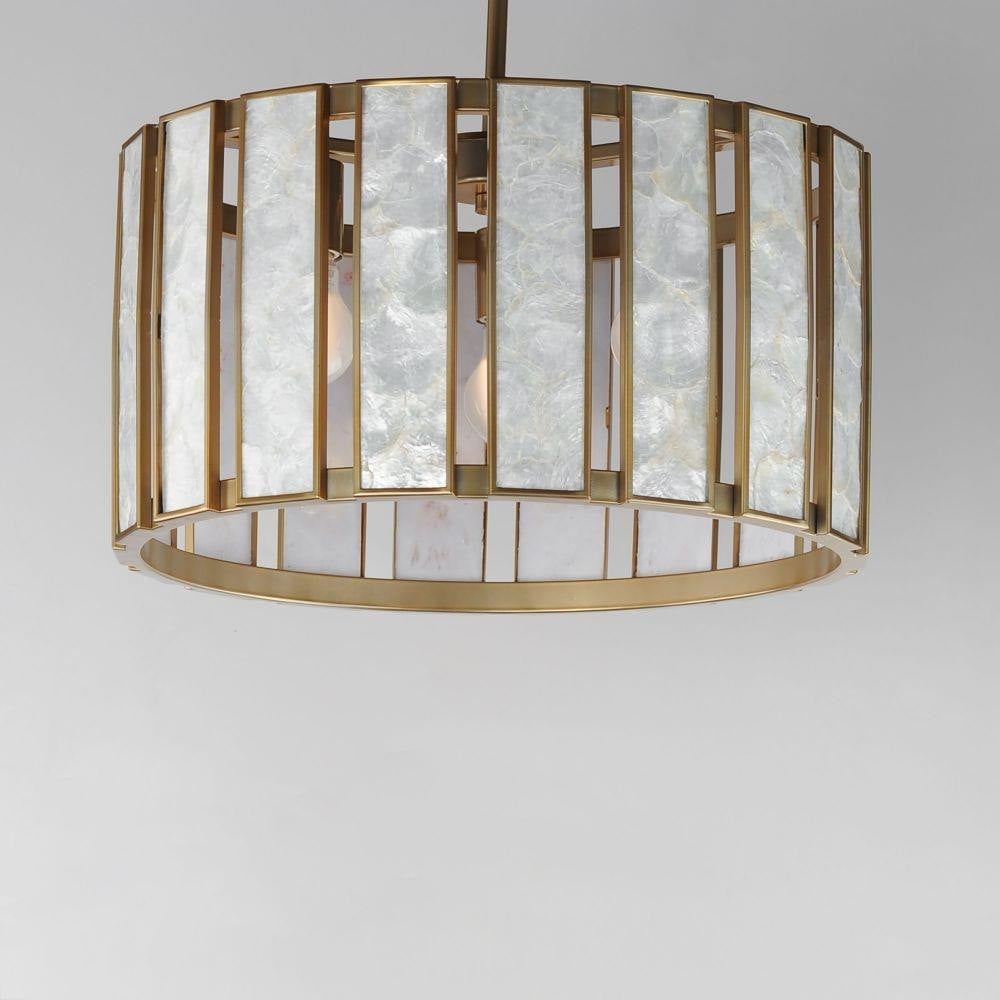 Maxim Lighting 12803CZNAB Miramar Pendant Angled Overhead View Showing Capiz Shell Panels