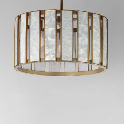 Maxim Lighting 12803CZNAB Miramar Pendant Angled Overhead View Showing Capiz Shell Panels