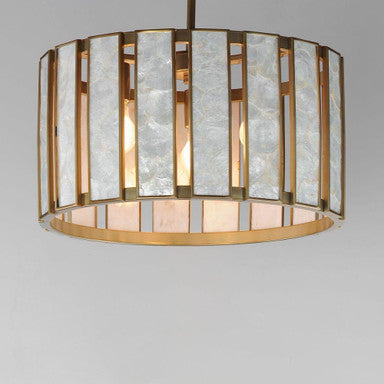 Maxim Lighting 12803CZNAB Miramar Pendant Detail View of Capiz Shell and Aged Brass Frame