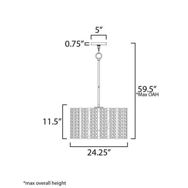 Maxim Lighting 12804CZNAB Miramar Pendant Ceiling Light Dimension Diagram